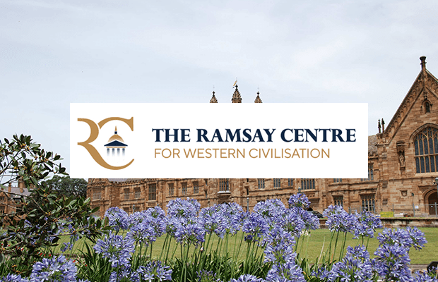 In image on the University Quadrangle with the Ramsay Centre logo superimposed over the top