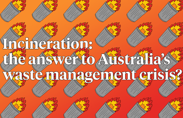 Graphic with the words: Incineration: the answer to Australia's waste management crisis?