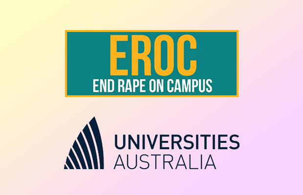 Two logos: One of 'End Rape On Campus' and 'Universities Australia'