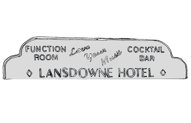 sketch of Lansdowne Hotel facade