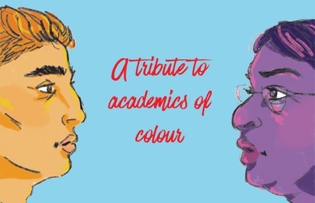an illustration of the profile of two people of colour, facing each other.