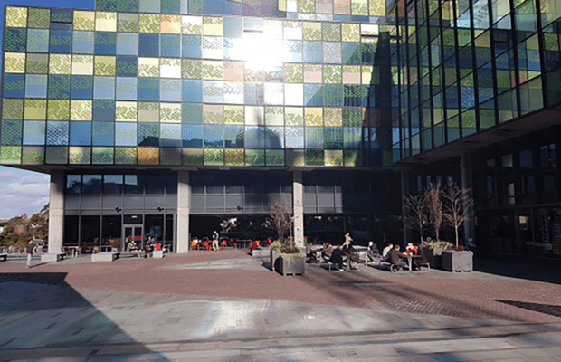 A photo of the JFR Plaza at the University of Sydney.