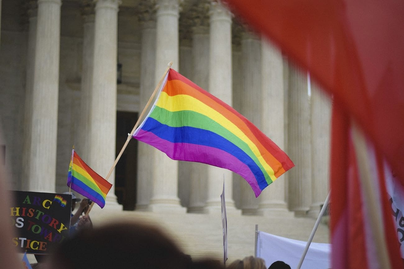 LGBTQ flag in pride march